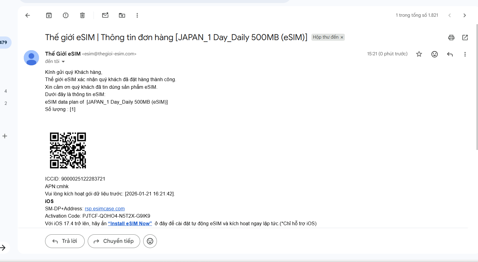 Thanh toán gói eSIM